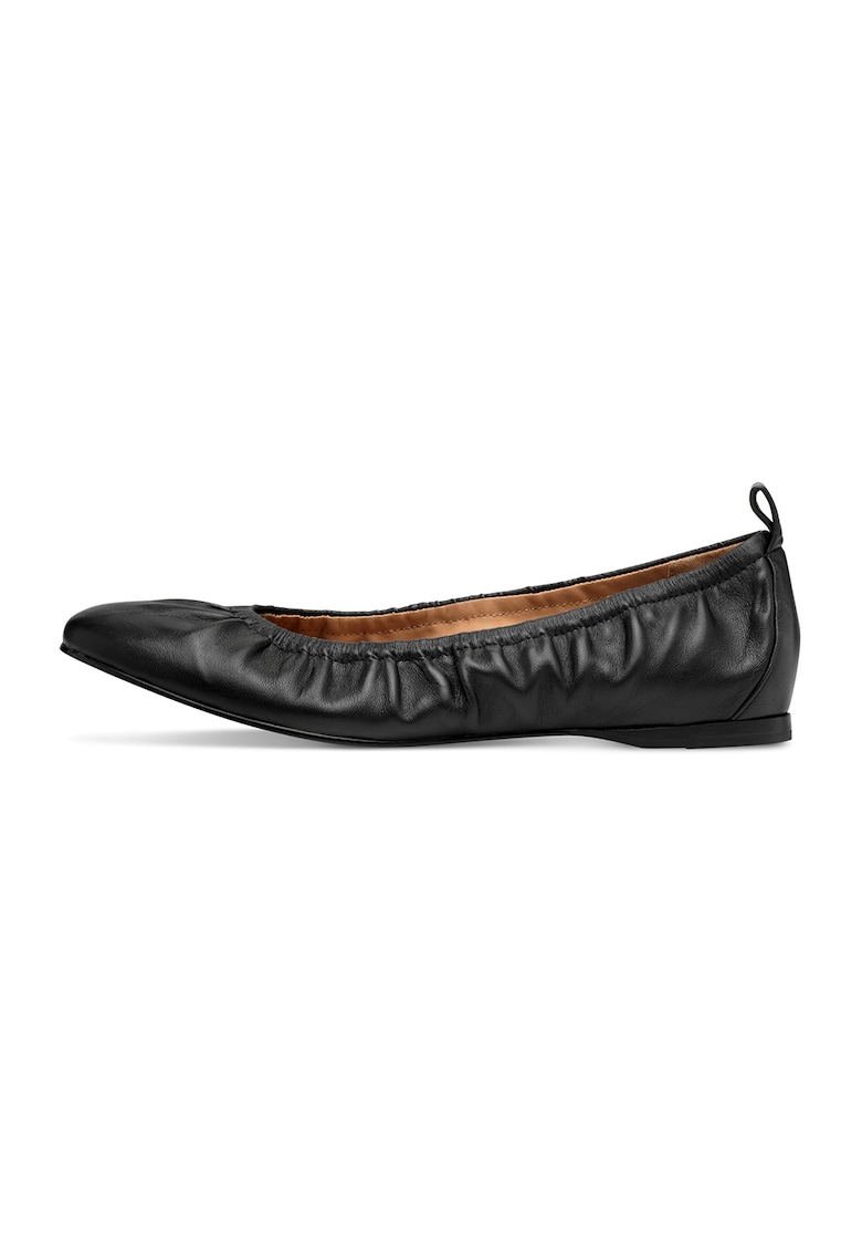Oferte la Balerini de piele cu model drapat - Negru