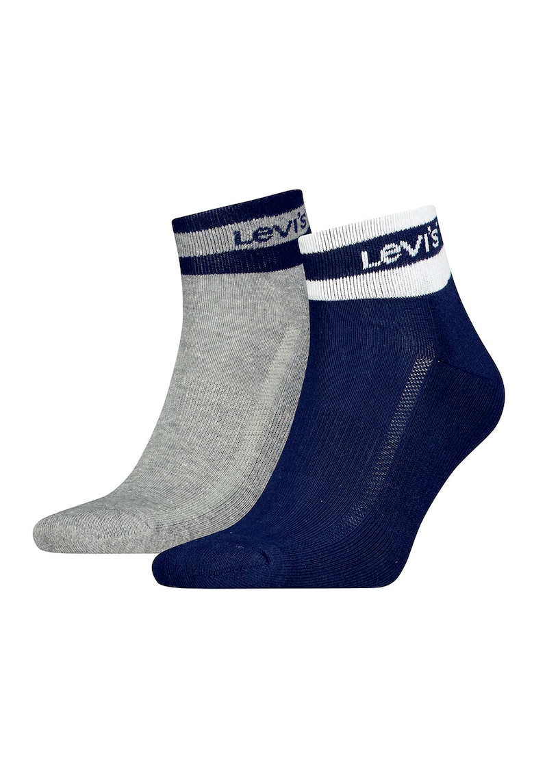 Oferte la Set de sosete scurte unisex - 2 perechi - Gri melange/Bleumarin