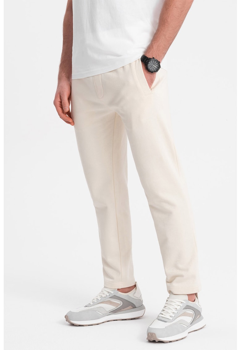 Oferte la Pantaloni de trening slim fit cu buzunare laterale - Crem