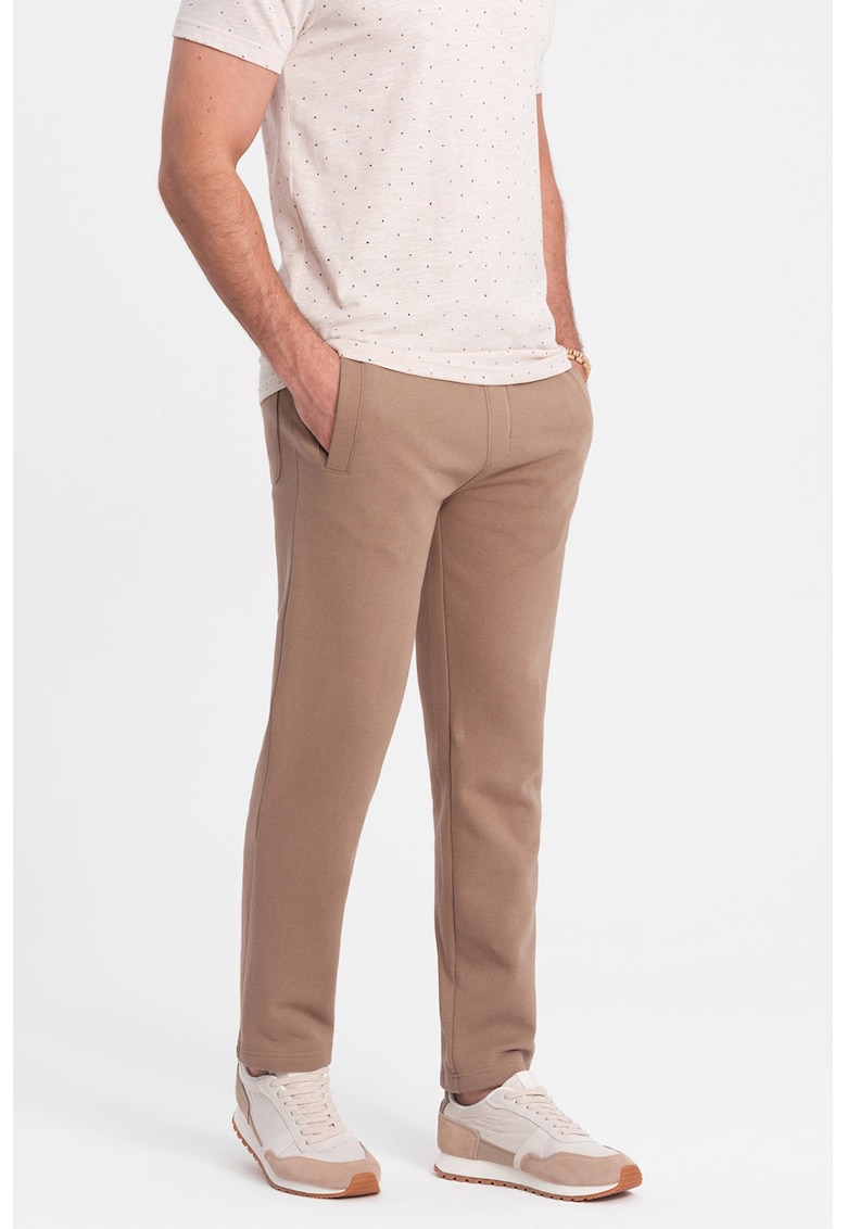 Oferte la Pantaloni de trening slim fit cu buzunare laterale - Maro camel