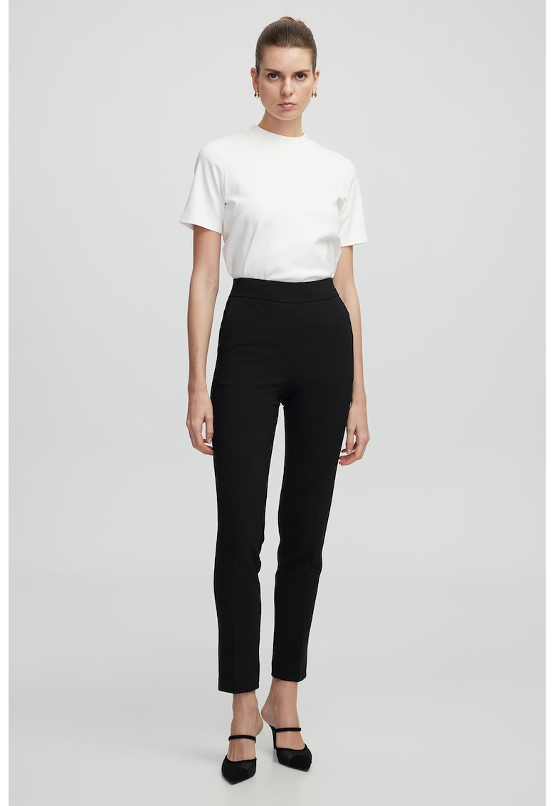 Oferte la Pantaloni uni skinny cu talie inalta - Negru