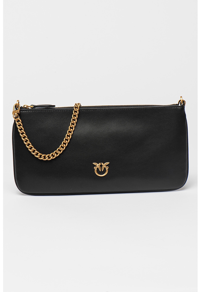 Oferte la Geanta de piele cu logo si maner - Negru