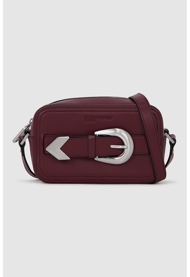 Oferte la Geanta crossbody din piele ecologica cu catarama decorativa - Visiniu