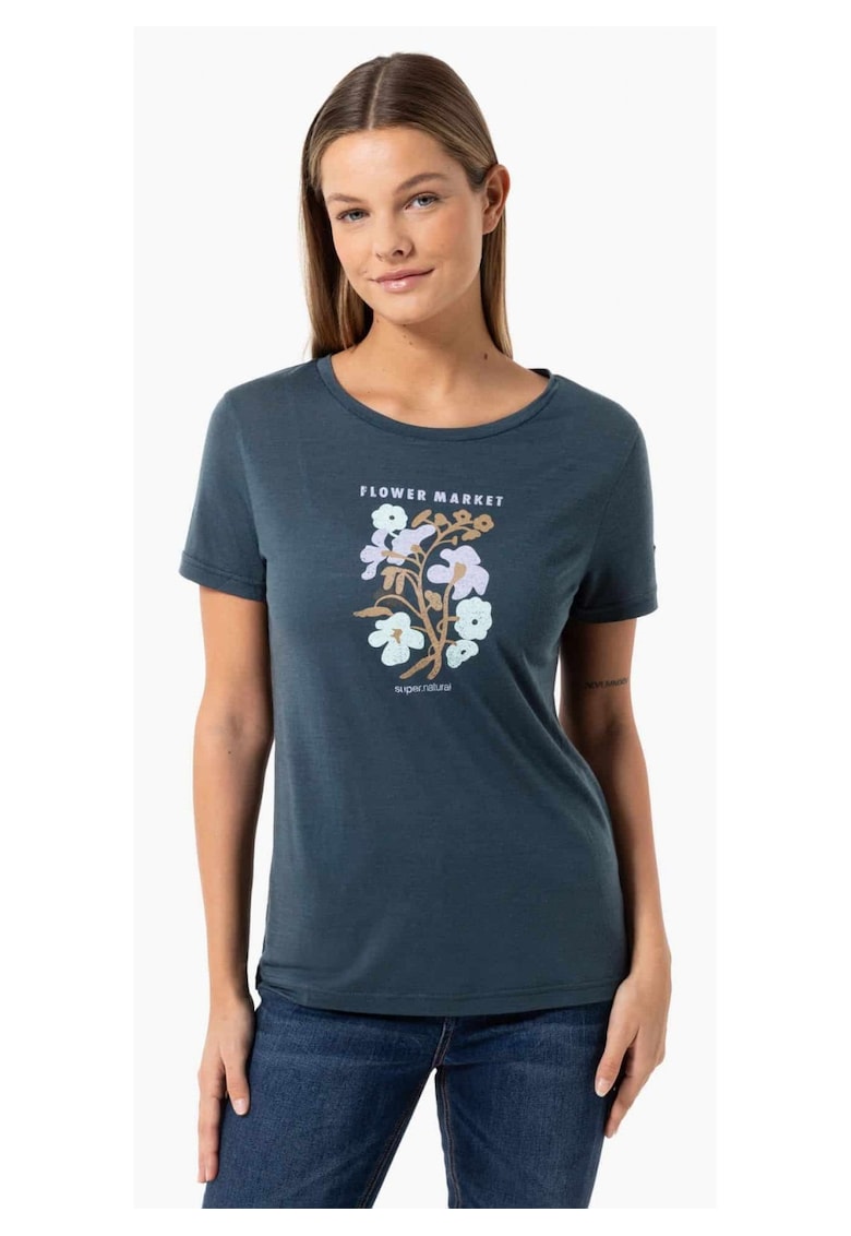 Oferte la Tricou din amestec de lana Flower Market - Albastru