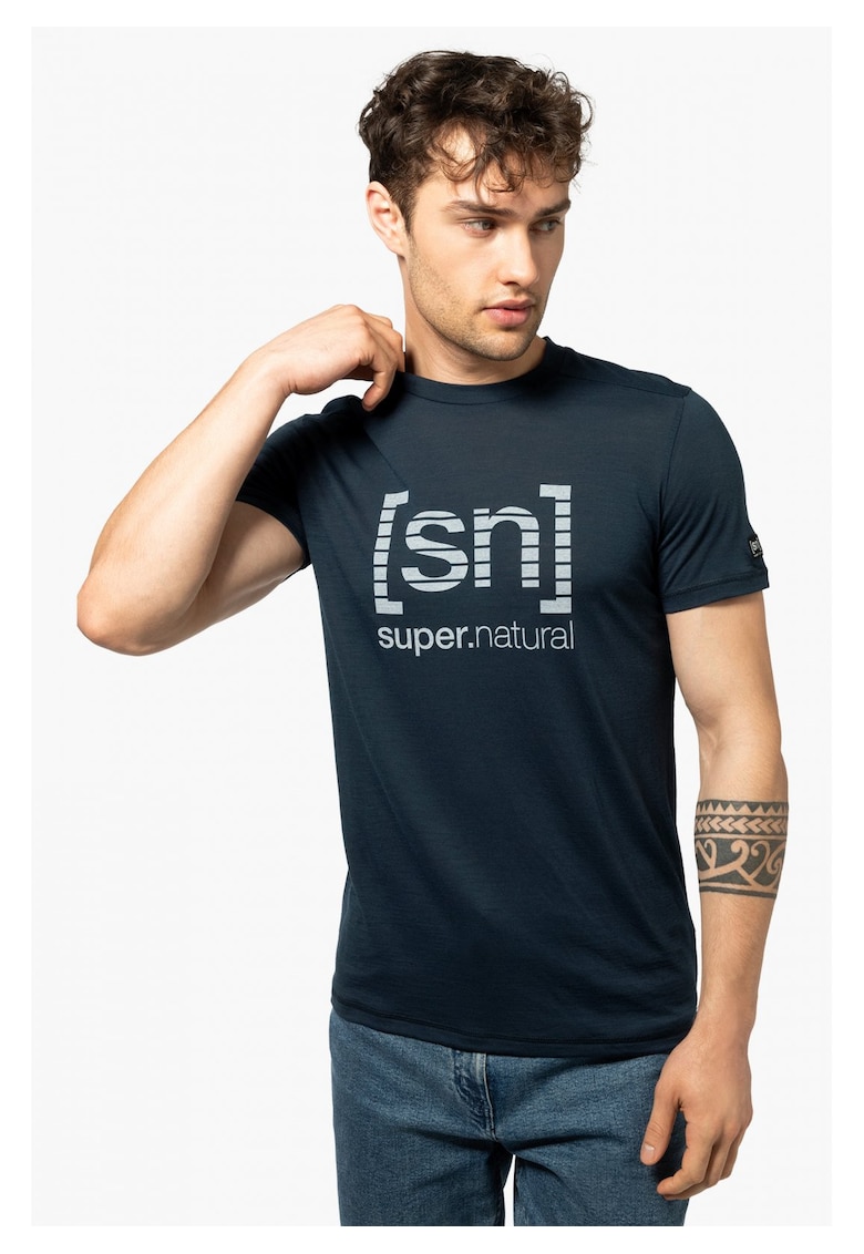 Oferte la Tricou din lana pentru barbati SN – Grid logo albastru - marimea