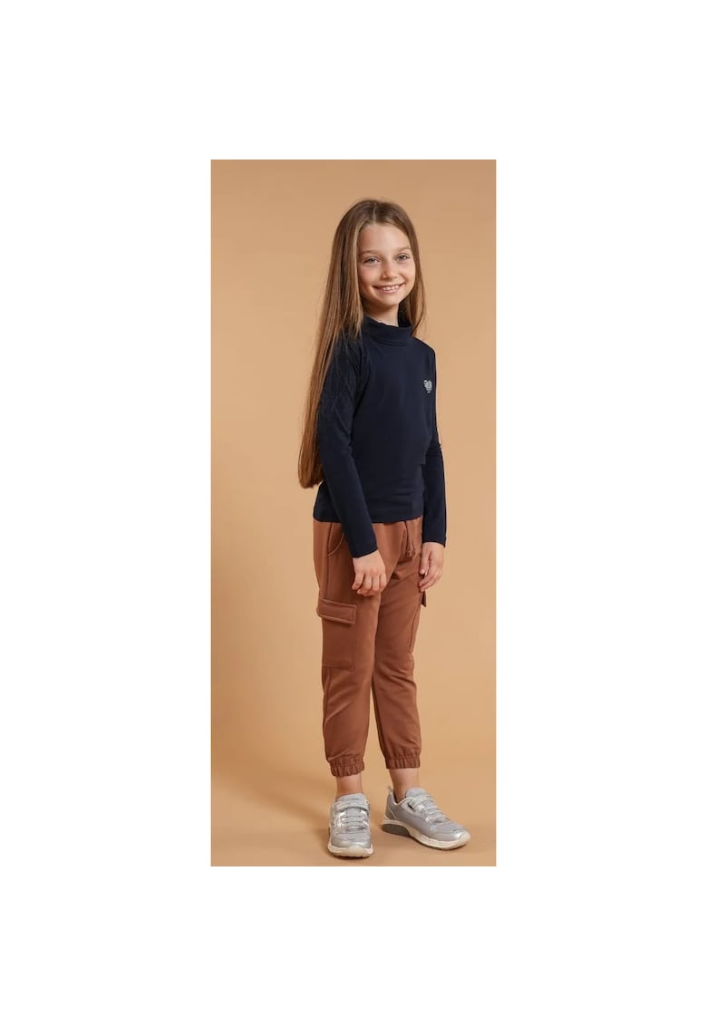 Oferte la Pantaloni din bumbac cu buzunare pentru fetite - Maro