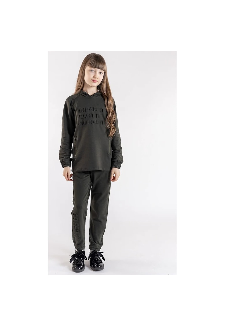 Oferte la Pantaloni sport din bumbac cu buzunare pentru fete - Verde