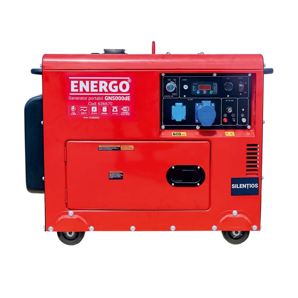 Oferte la Generator portabil carcasat pe roti Energo Primax GN5000dE, diesel, 5 KW, rezervor 15 l