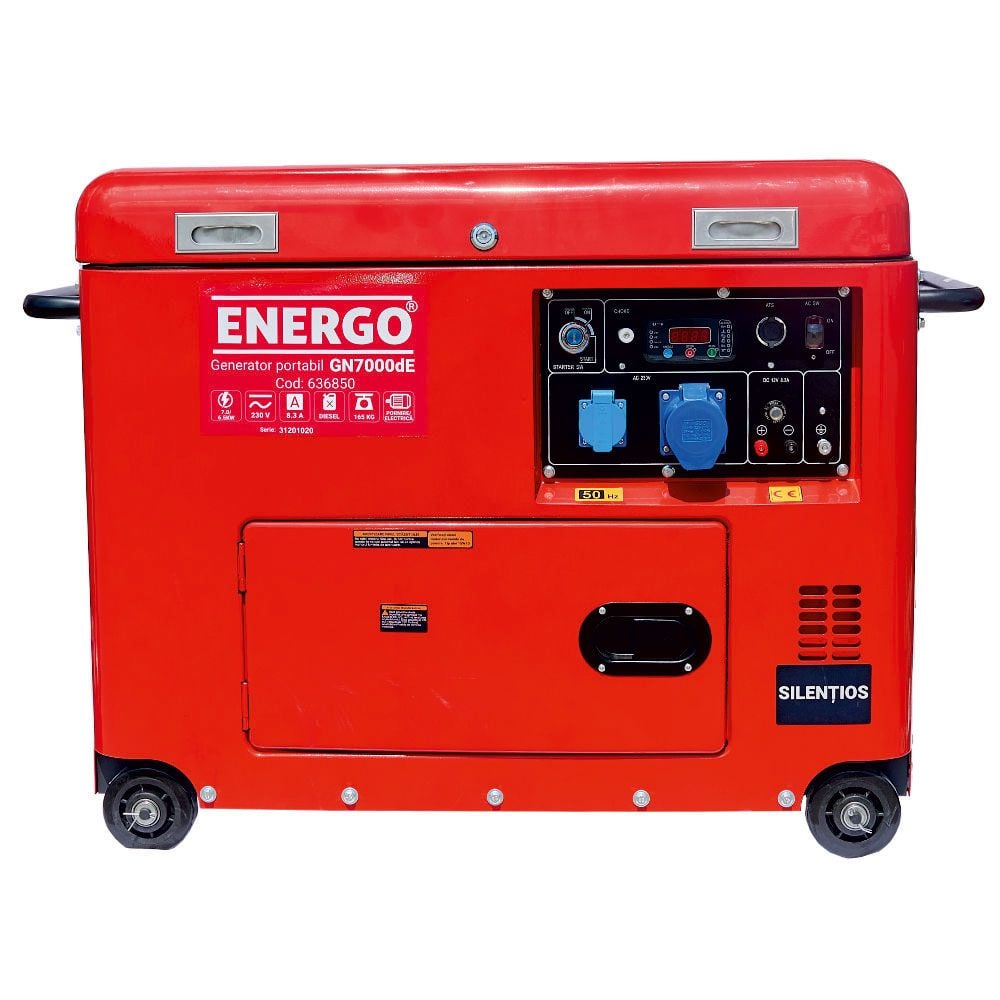Oferte la Generator portabil carcasat cu roti Energo Pmax GN7000dE, diesel, 7 KW, rezervor 17 l