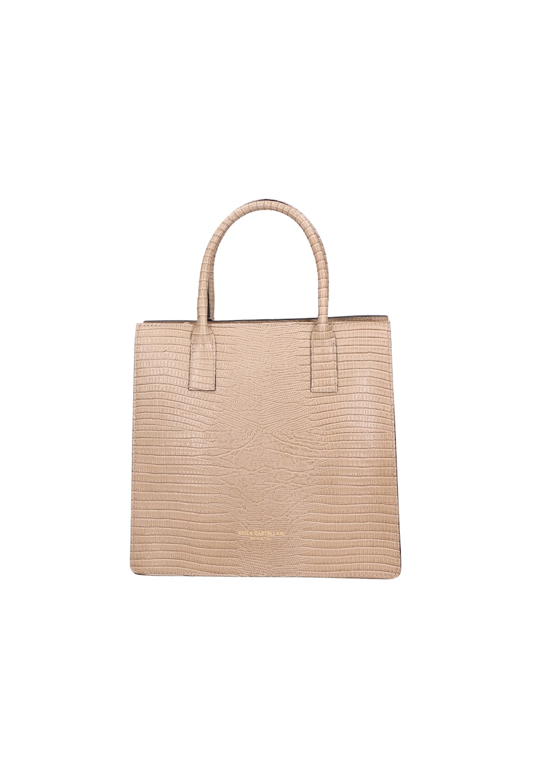 Oferte la Geanta tote din piele cu bareta detasabila - Maro taupe deschis