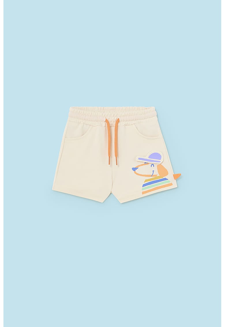 Oferte la Pantaloni scurti cu design interactiv - Portocaliu/Crem