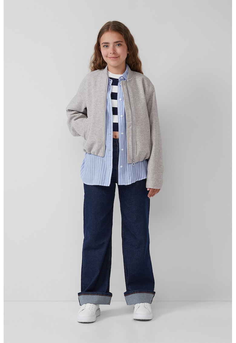 Oferte la Jacheta bomber cu fermoar - Gri deschis