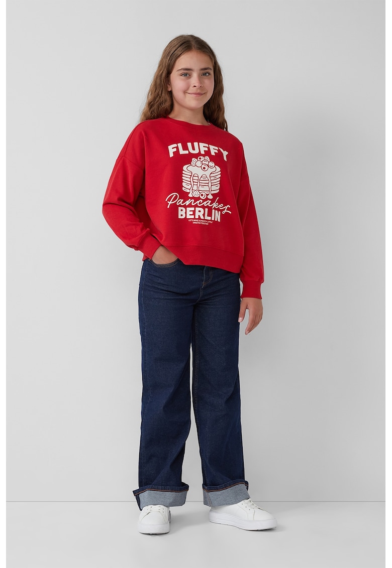 Oferte la Bluza de trening din amestec de bumbac cu imprimeu grafic - Rosu/Alb