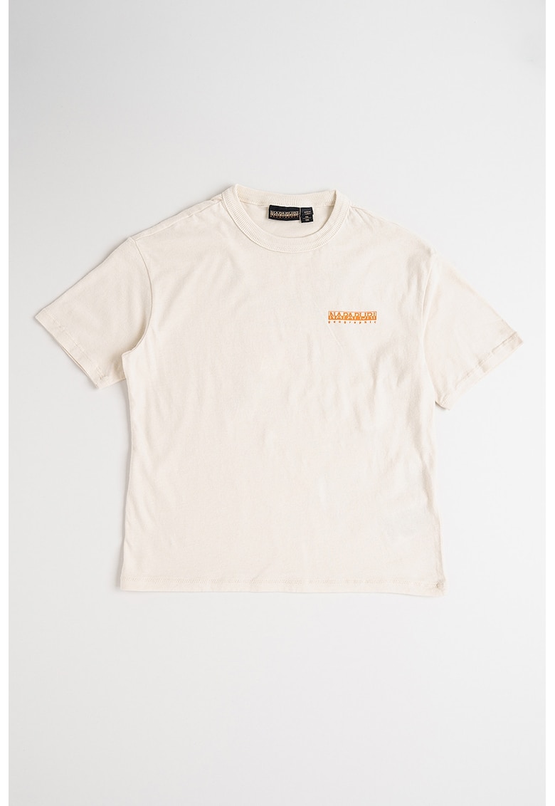 Oferte la Tricou din bumbac cu imprimeu logo - Portocaliu/Bej