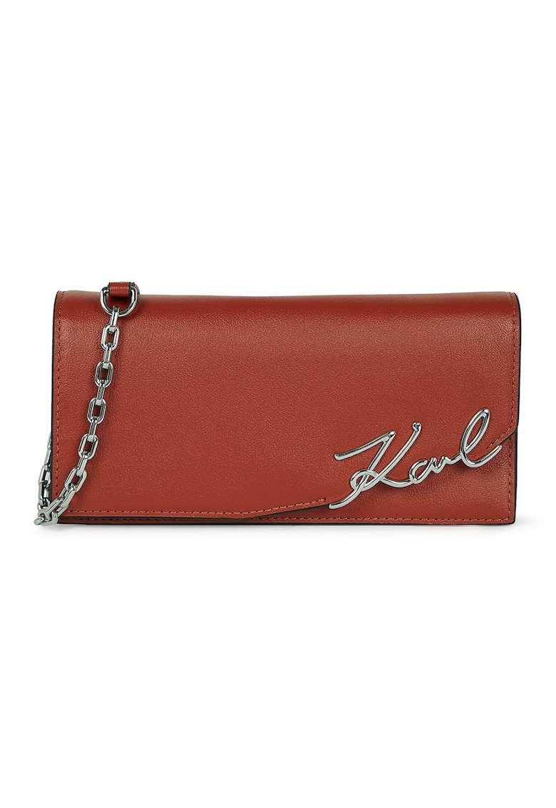 Oferte la Geanta crossbody de piele cu bareta detasabila de lant - Rosu inchis