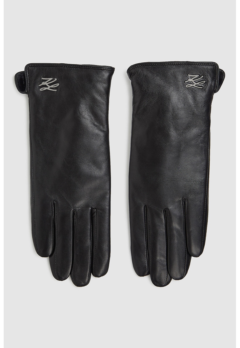 Oferte la Manusi de piele cu logo - Negru