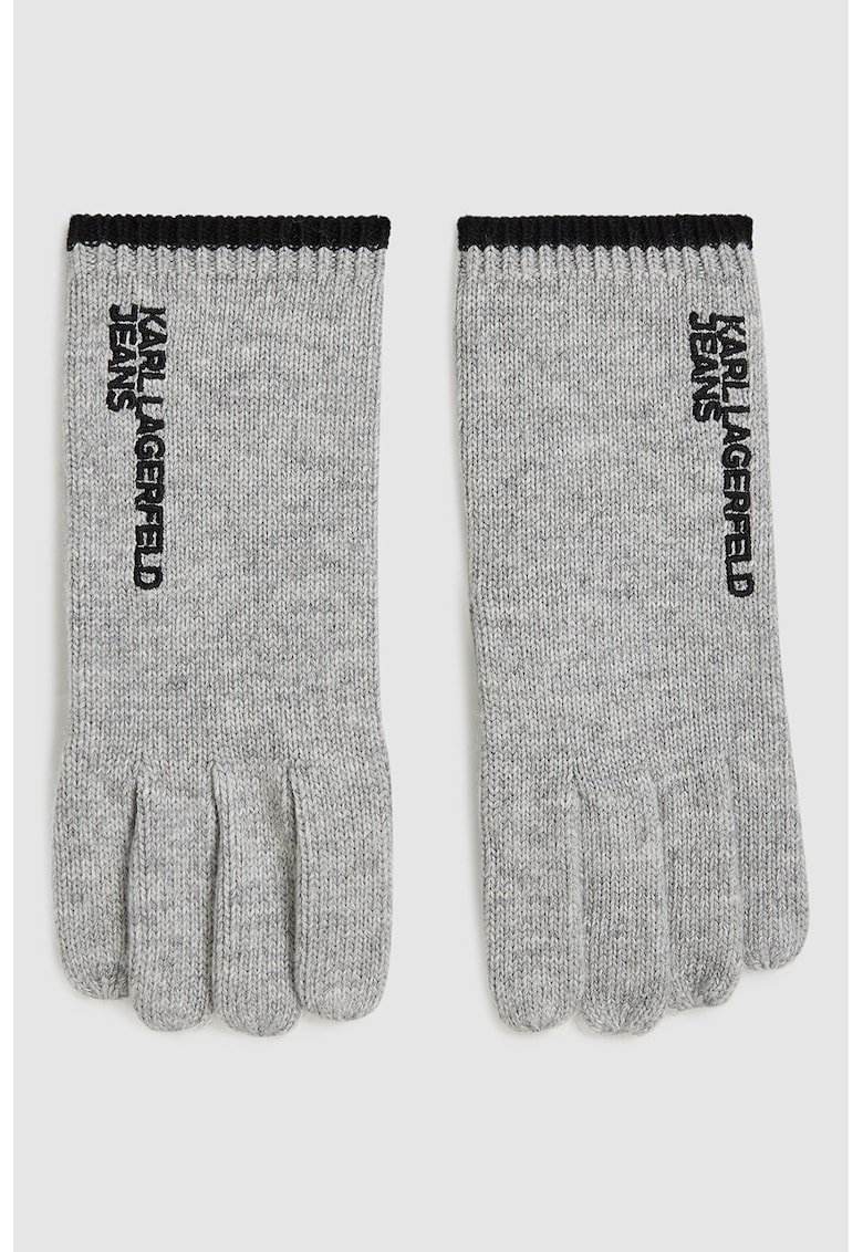 Oferte la Manusi din tricot cu broderie - Gri deschis melange