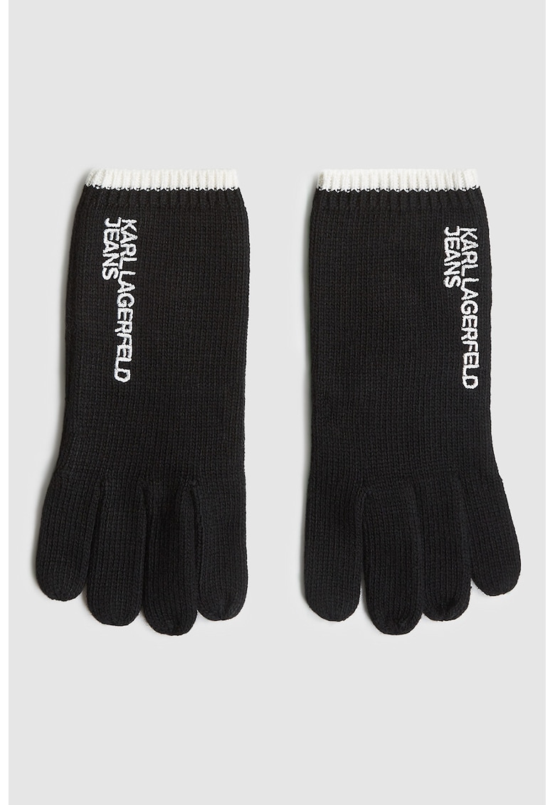 Oferte la Manusi din tricot cu broderie - Negru/Alb optic