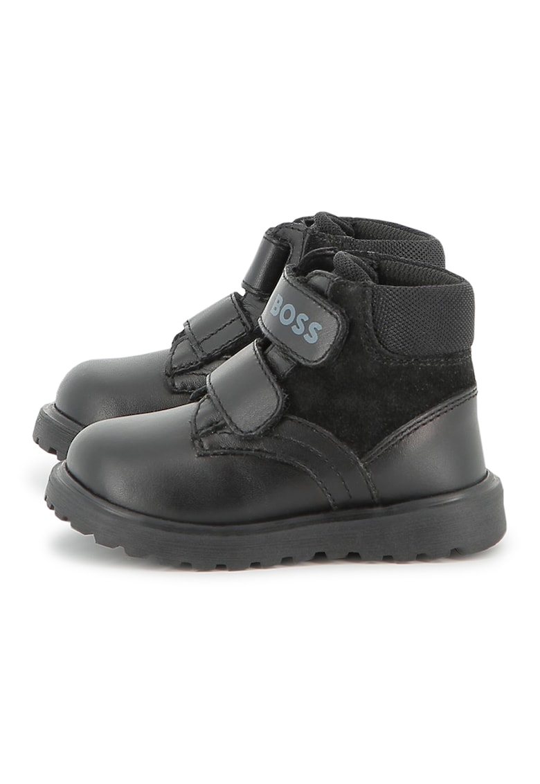 Oferte la Ghete din piele cu inchidere cu velcro - Negru