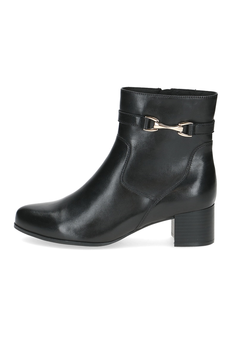 Oferte la Botine din piele cu detaliu metalic - Negru