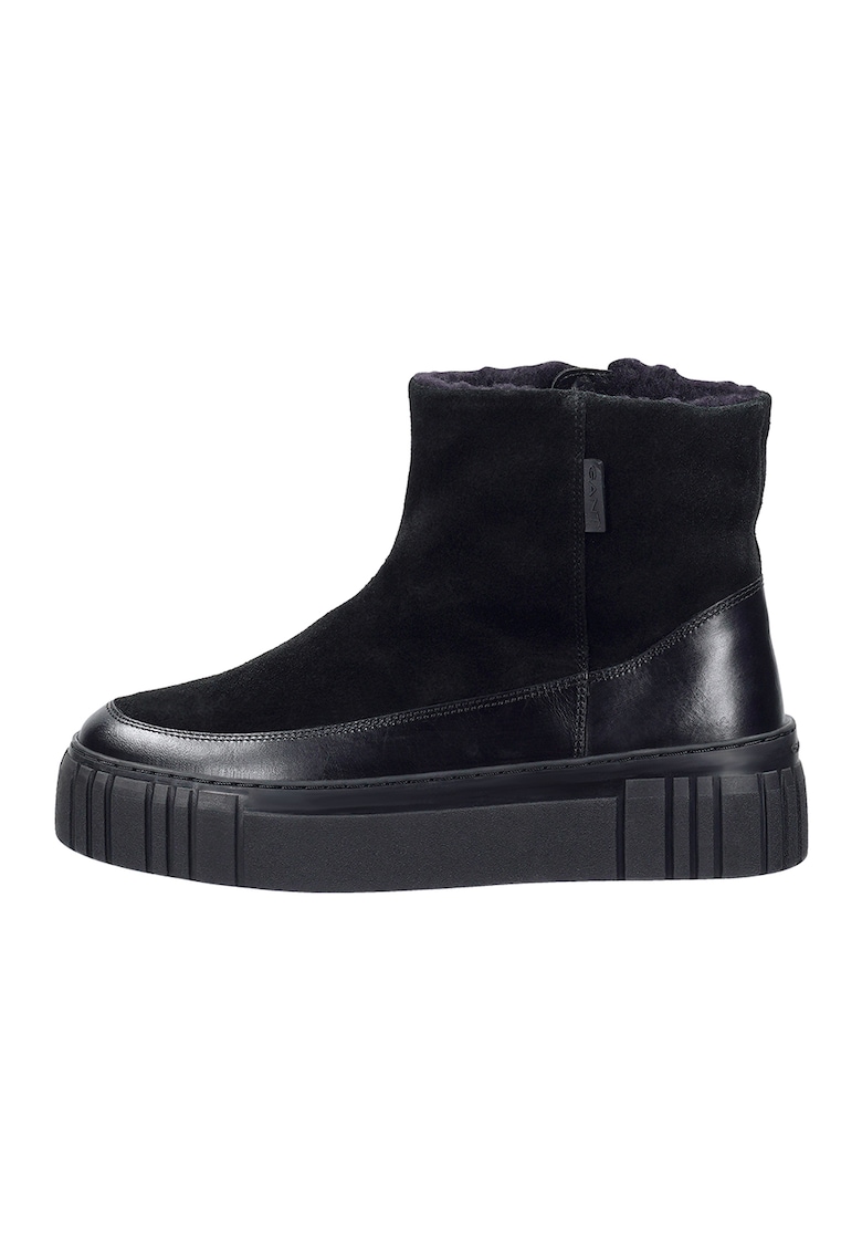 Oferte la Ghete din piele intoarsa si piele cu platforma Snowmont - Negru