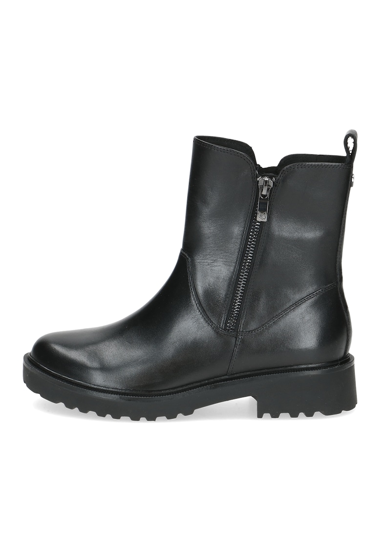 Oferte la Ghete din piele cu fermoar dublu - Negru
