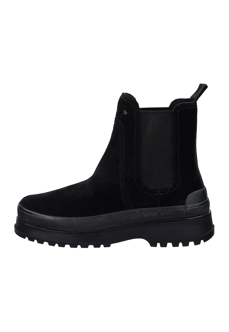 Oferte la Ghete Chelsea din piele intoarsa cu detaliu cu broderie Wintly - Negru