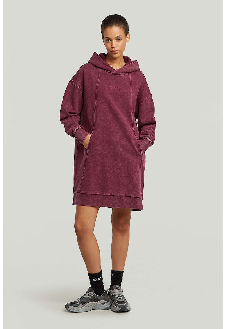 Oferte la Rochie din bumbac organic cu gluga - Rosu inchis