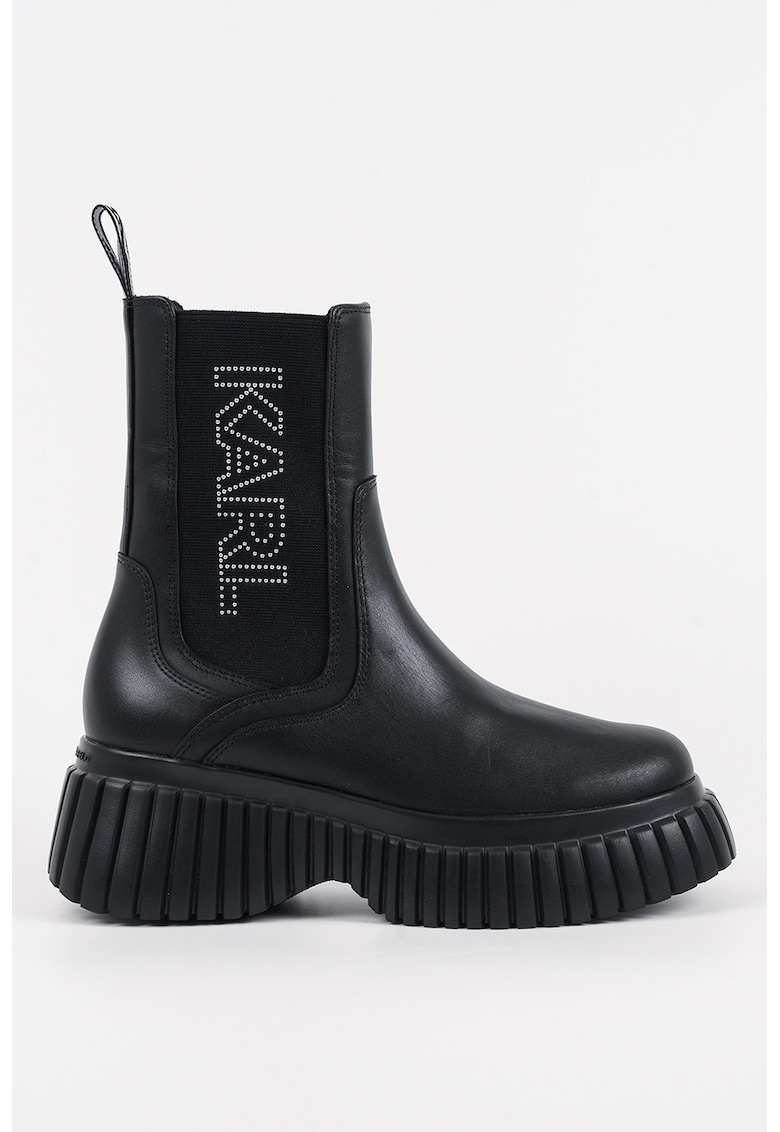 Oferte la Ghete Chelsea din piele cu garnituri din piele ecologica - Negru