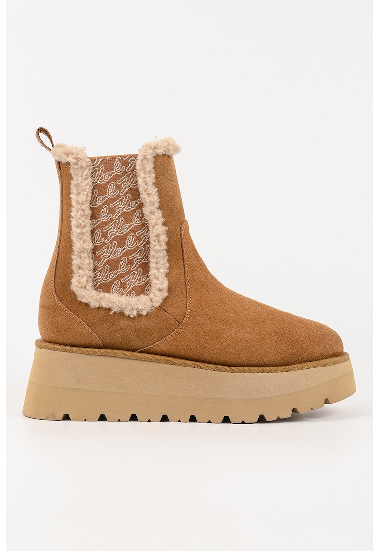 Oferte la Ghete Chelsea wedge din piele intoarsa - Caramel