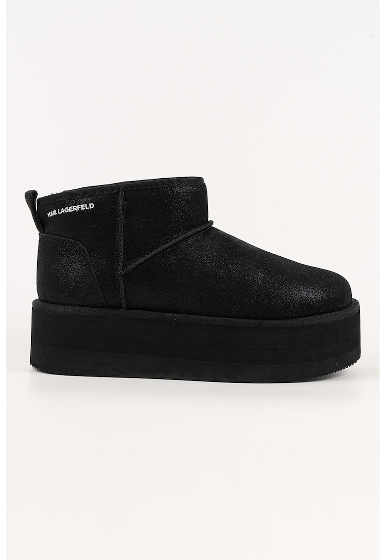 Oferte la Ghete flatform slip-on din piele intoarsa - Negru
