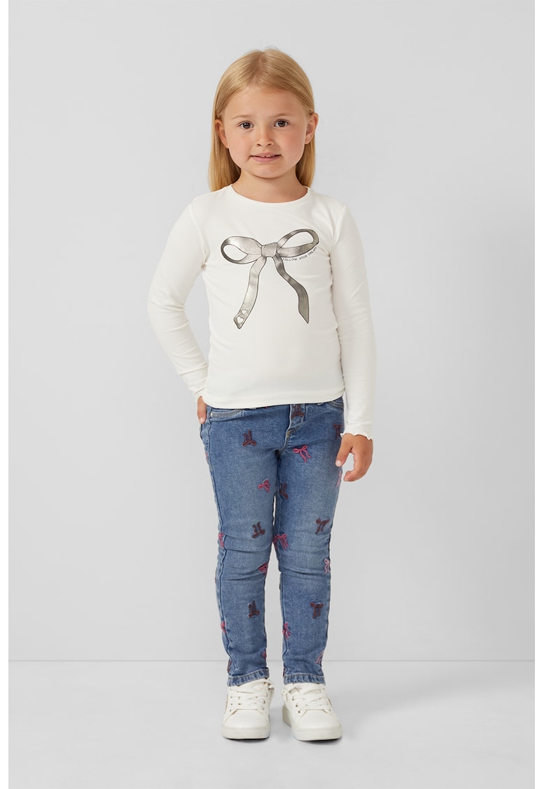 Oferte la Bluza din amestec de bumbac cu imprimeu - Alb