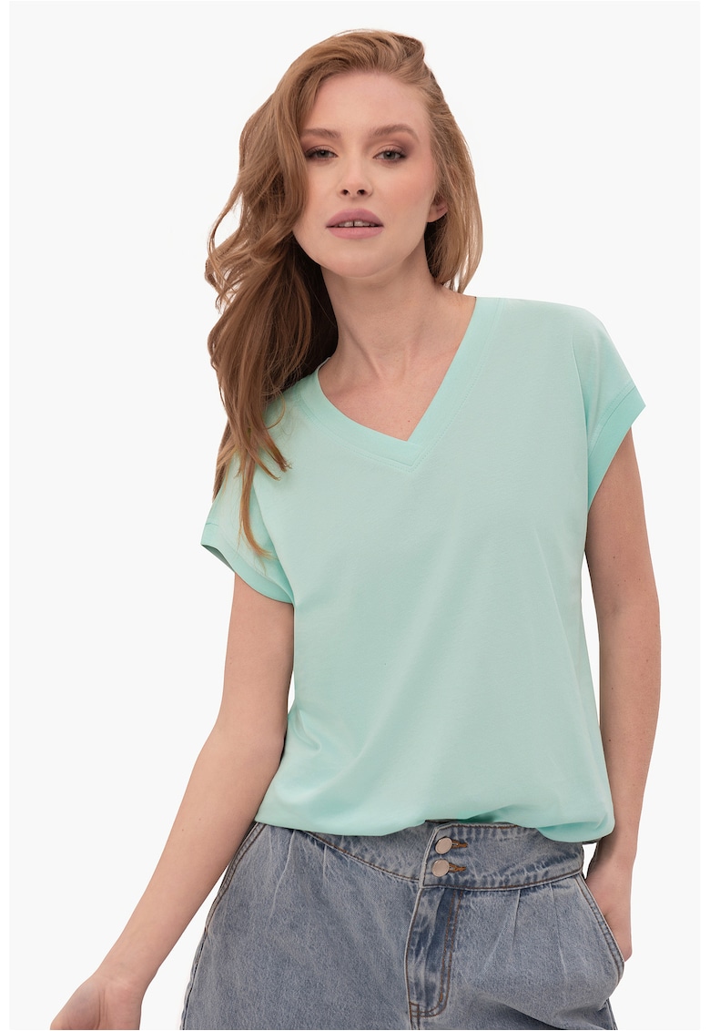 Oferte la Tricou pentru femei  T-Sky menta - V-neck Comfort Fit - Verde menta deschis