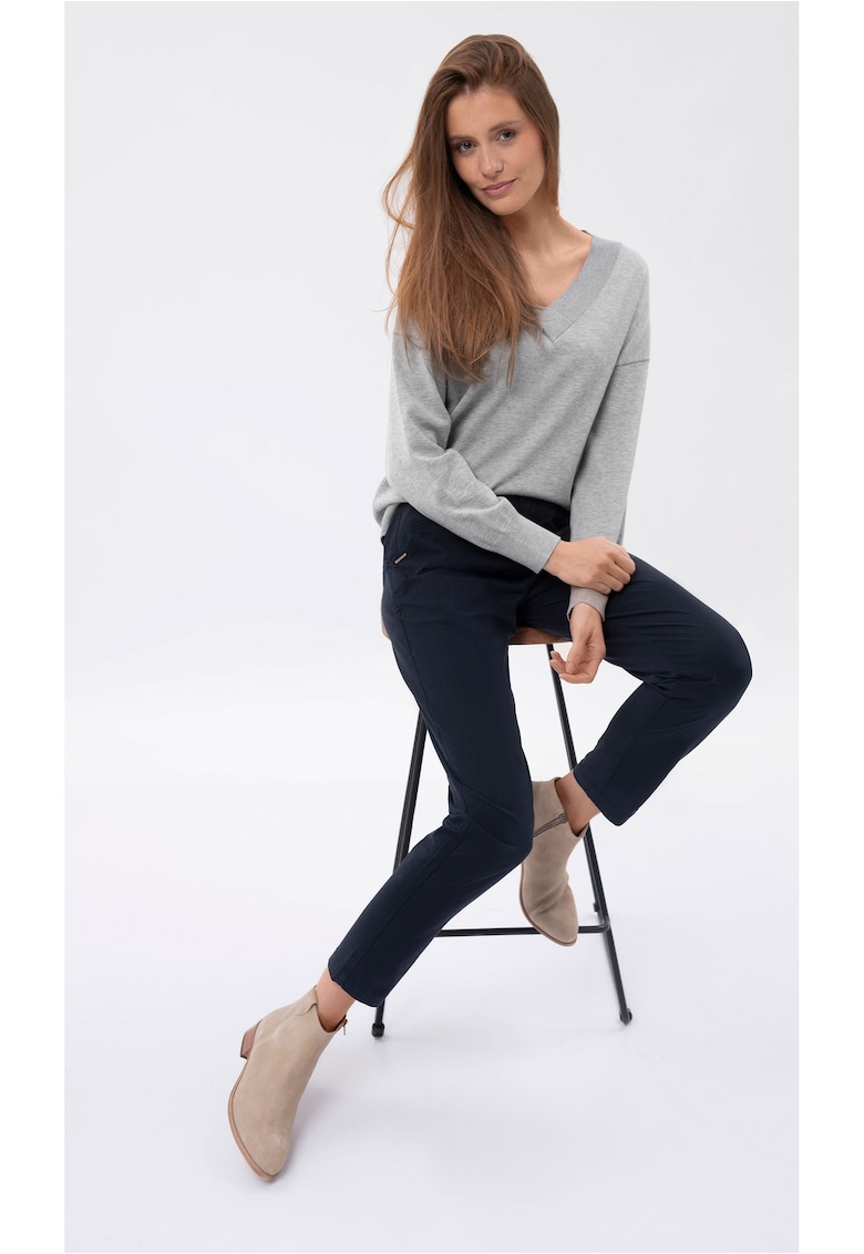 Oferte la Pulover cu decolteu in V pentru femei  S-Joy - Gri melange - Gri melange
