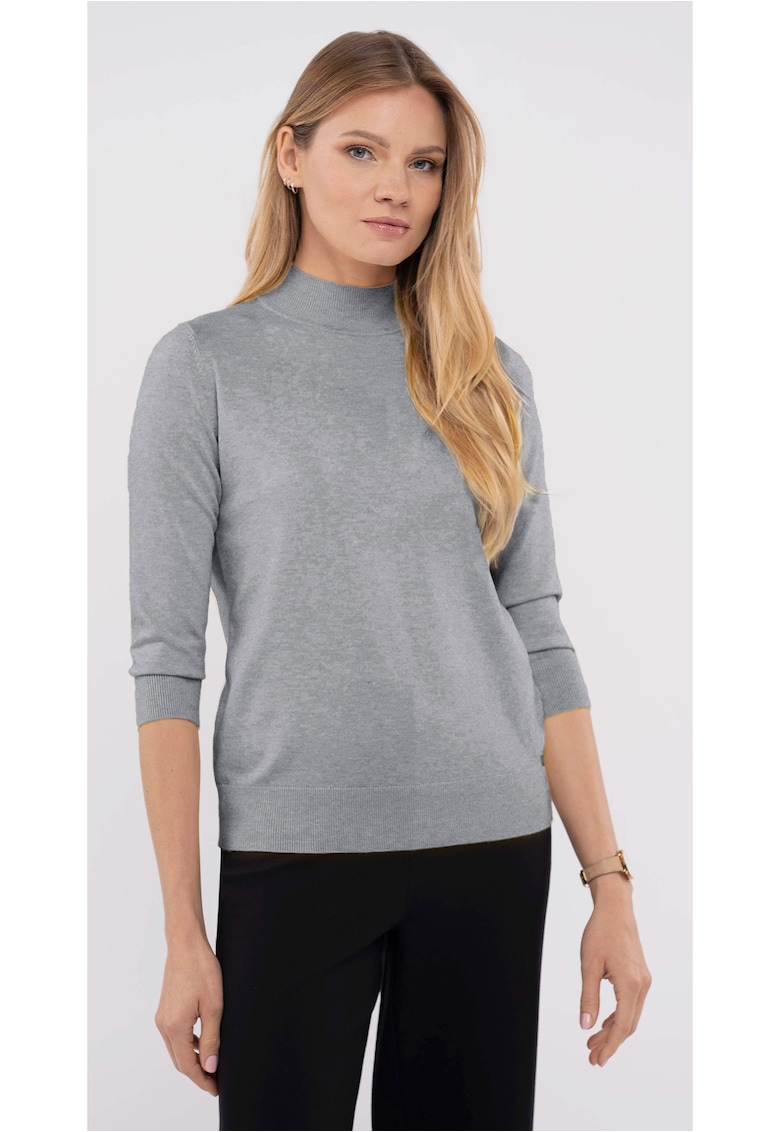 Oferte la Pulover cu guler inalt - dama - maneci trei sferturi -  S-Tess - gri melange - Gri melange