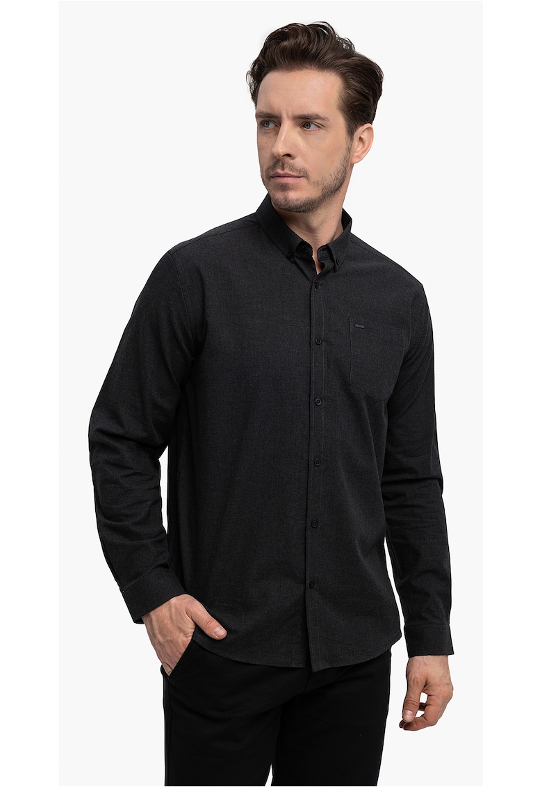 Oferte la Camasa barbati din bumbac  K-Beri - Slim Fit - grafit - Gri grafit