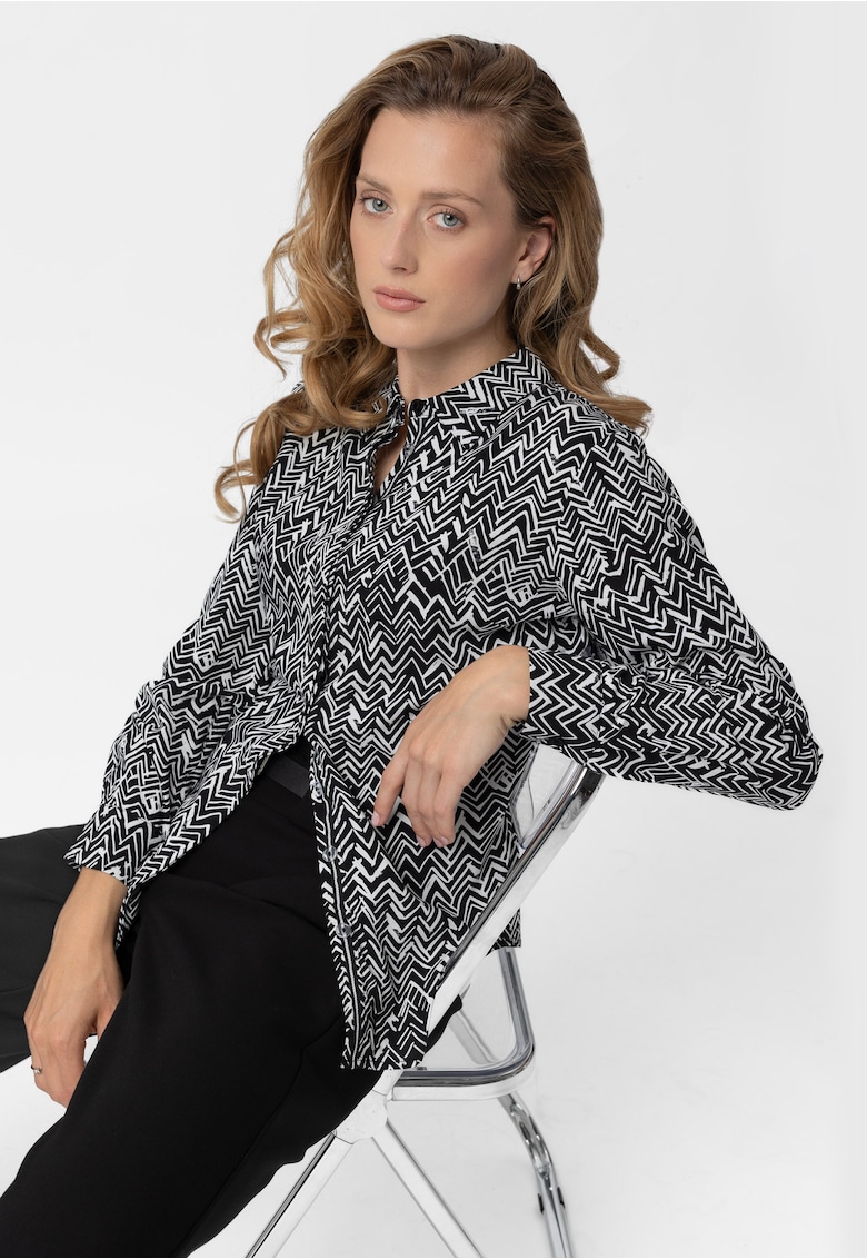 Oferte la Camasa dama cu model geometric - Regular Fit -  K-Rili - Negru I Alb