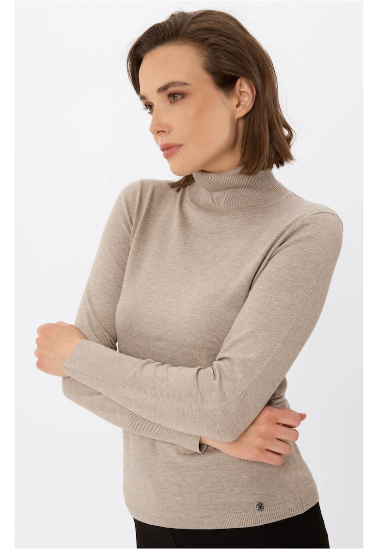 Oferte la Pulover cu guler inalt  S-Juli - dama - usor - bej melange - Bej melange