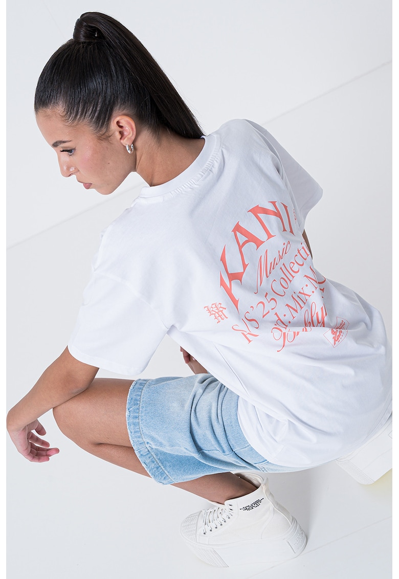 Oferte la Tricou lejer cu imprimeu logo pe spate - Alb