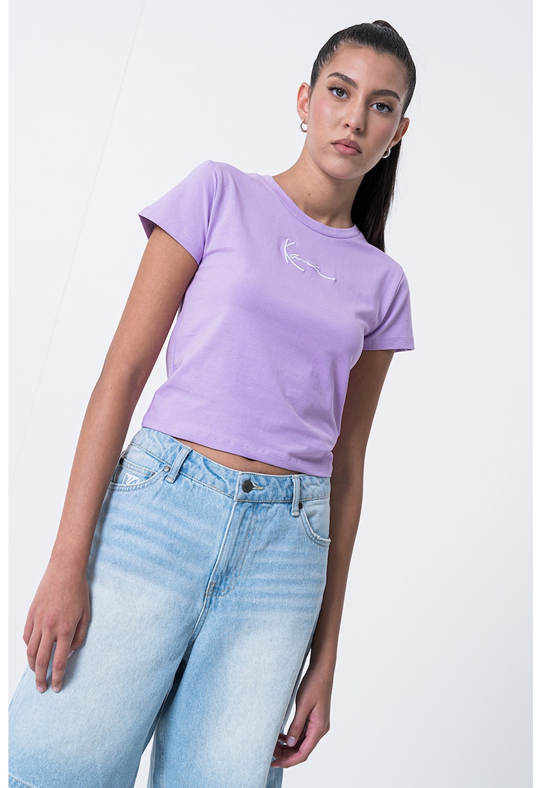 Oferte la Tricou slim fit cu logo brodat - Lila
