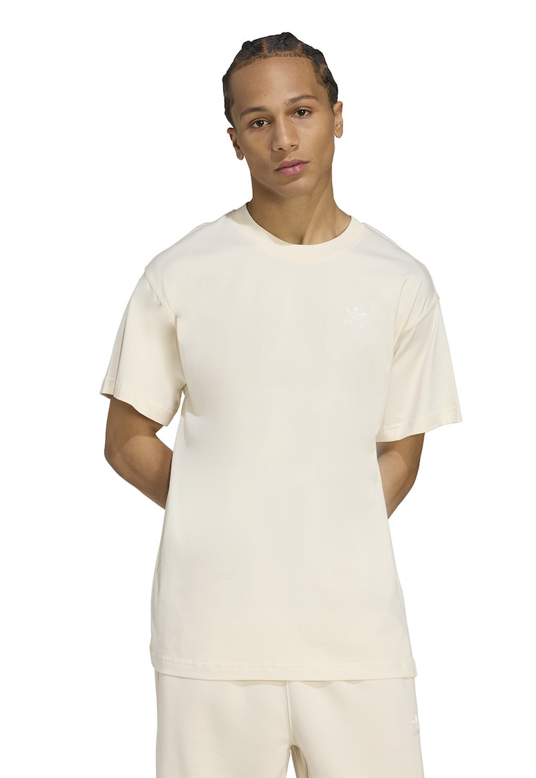 Oferte la Tricou supradimensionat de bumbac cu logo Trefoil Essentials - Alb murdar