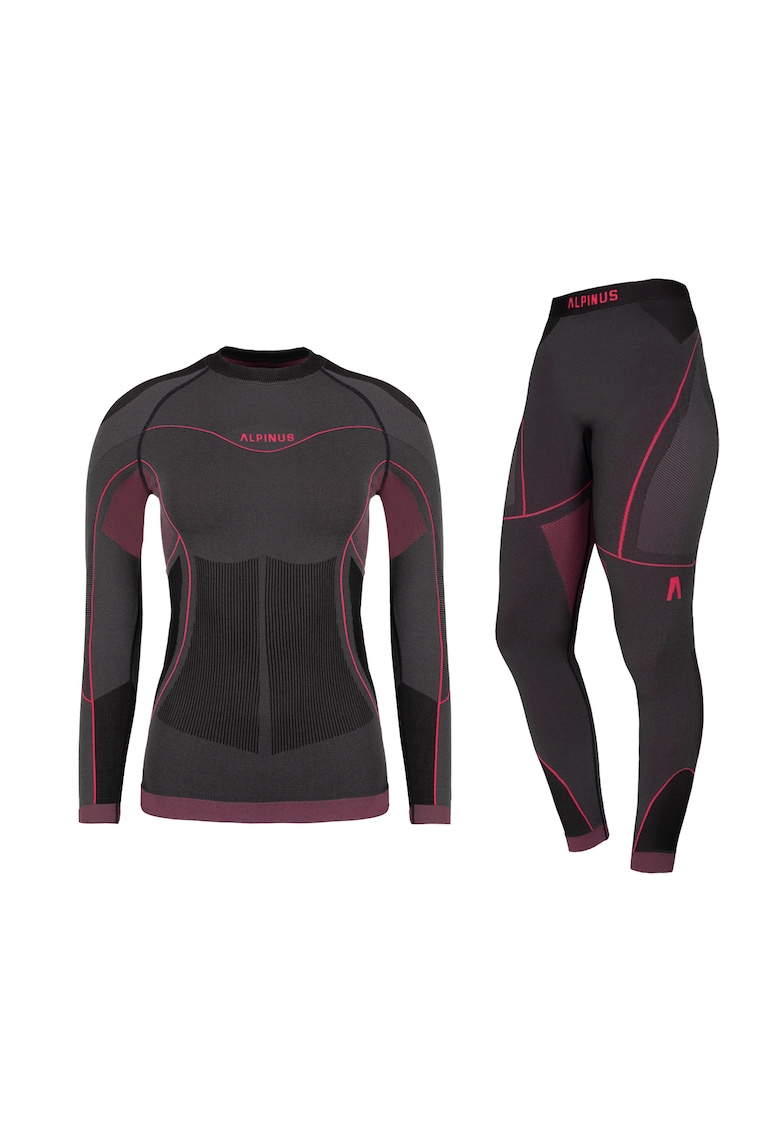 Oferte la Lenjerie termoactiva dama -  S - grafit cu roz - tehnologie fara cusaturi - Gri/Roz