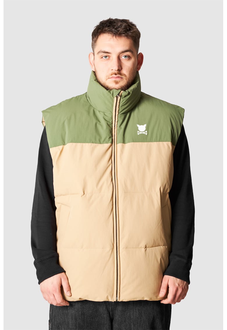 Oferte la Vesta cu gule rinalt si model in doua nuante - Verde pal/Bej deschis