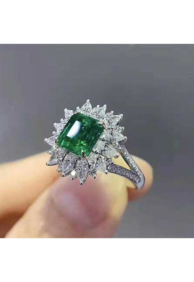 Oferte la Inel argintiu - cu piatra verde din zirconiu - Jayne C23 - 8 (circumferinta: 57 mm)
