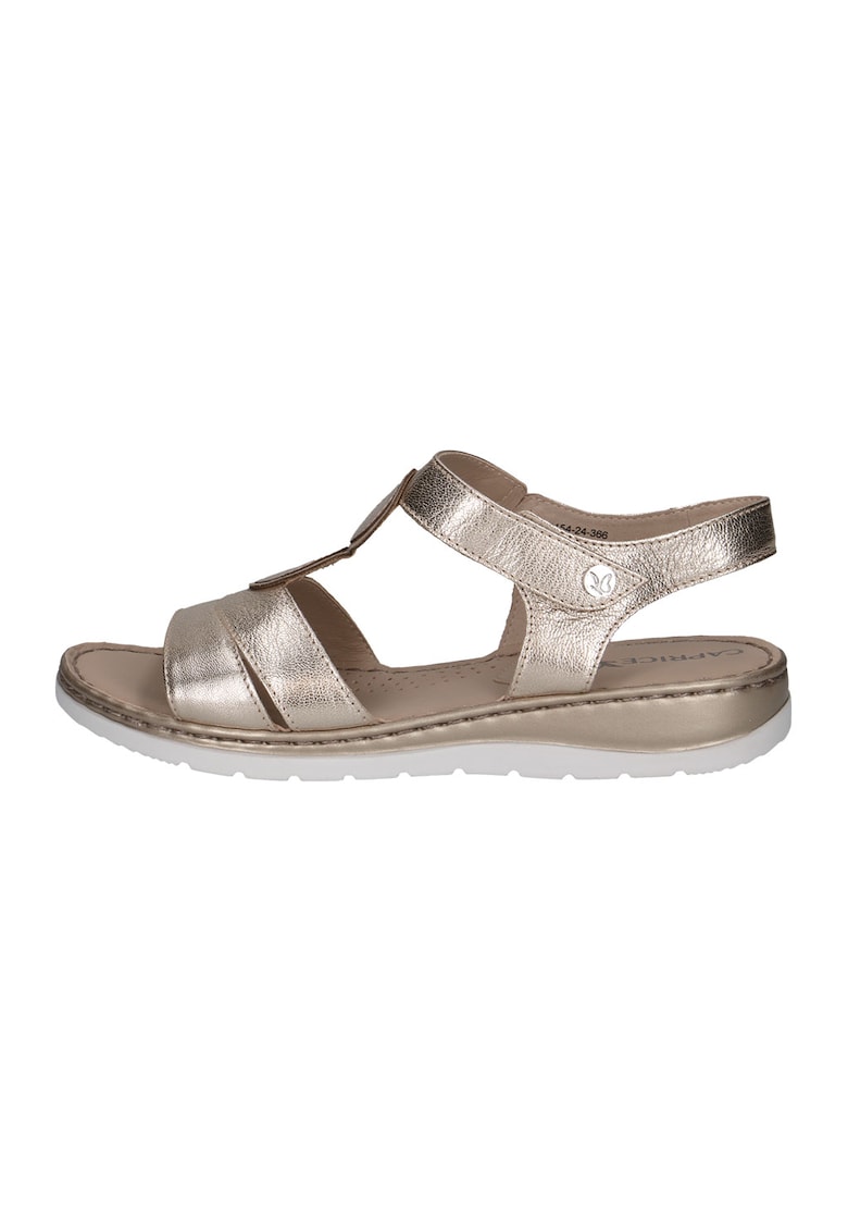 Oferte la Sandale din piele cu inchidere velcro - Auriu/Maro deschis