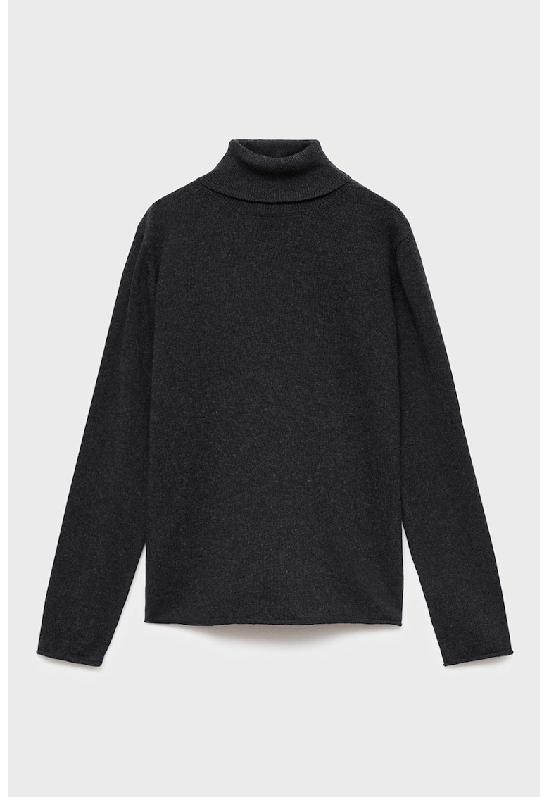 Oferte la Pulover tricotat fin cu guler inalt - Negru stins