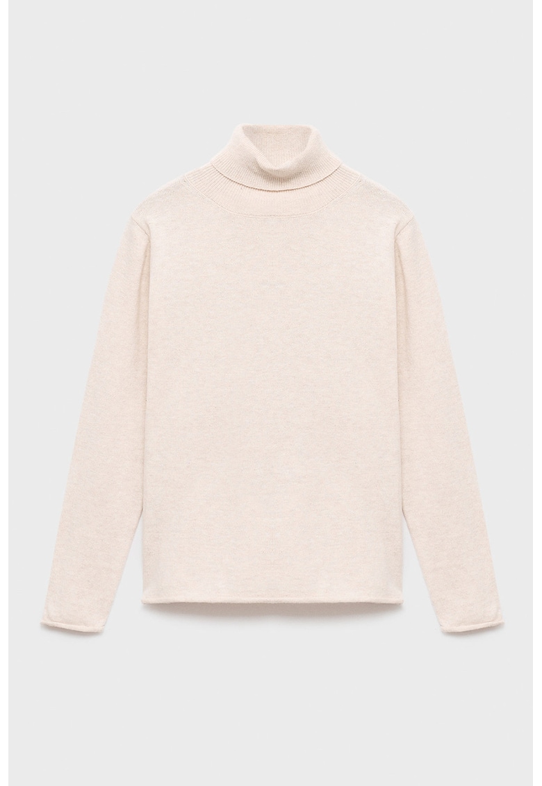 Oferte la Pulover tricotat fin cu guler inalt - Alb fildes