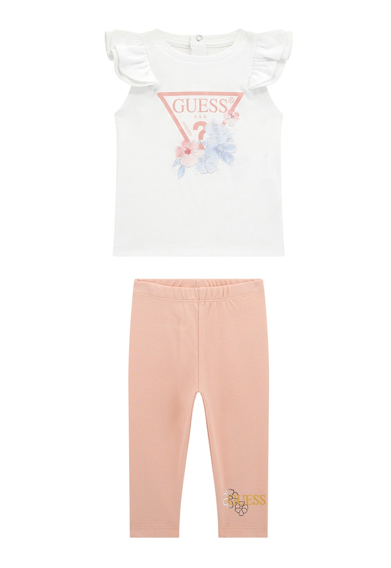 Oferte la Set de tricou si colanti - Alb/Roz somon