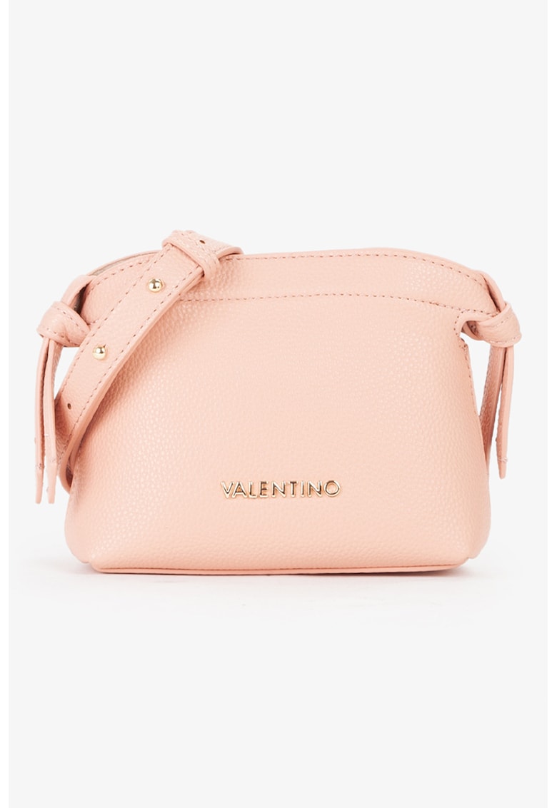 Oferte la Geanta crossbody de piele ecologica cu logo metalic - Roz pastel
