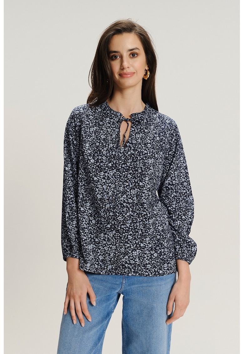 Oferte la Bluza-tunica cu decolteu la baza gatului - Albastru ultramarin/Albastru deschis